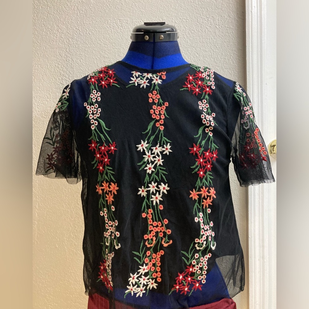 Black Embroidered crop top